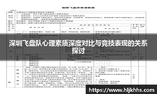 深圳飞盘队心理素质深度对比与竞技表现的关系探讨